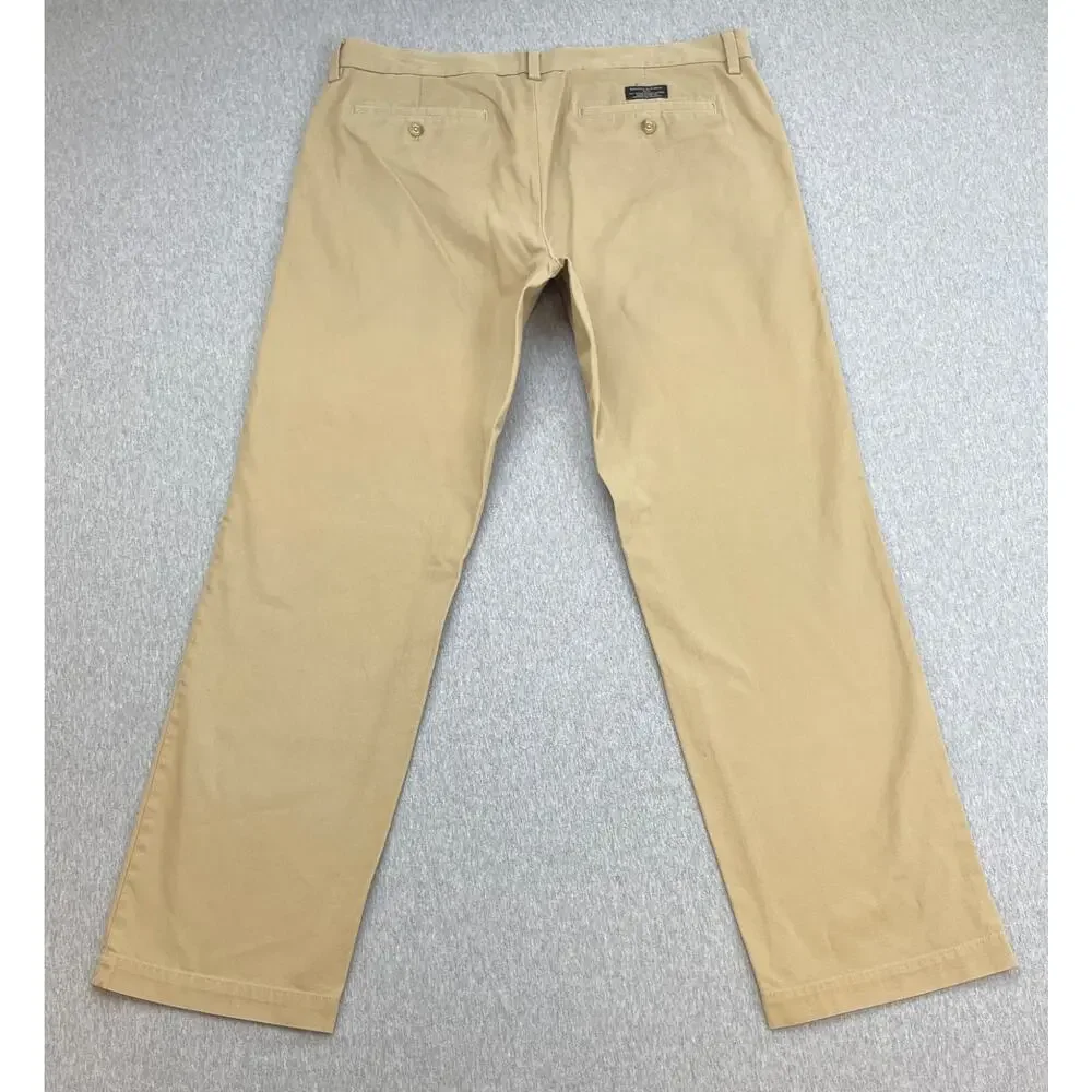 Banana Republic Pants Mens 35 x 32 Beige 100% Cotton Emerson Chino Flat Front‎